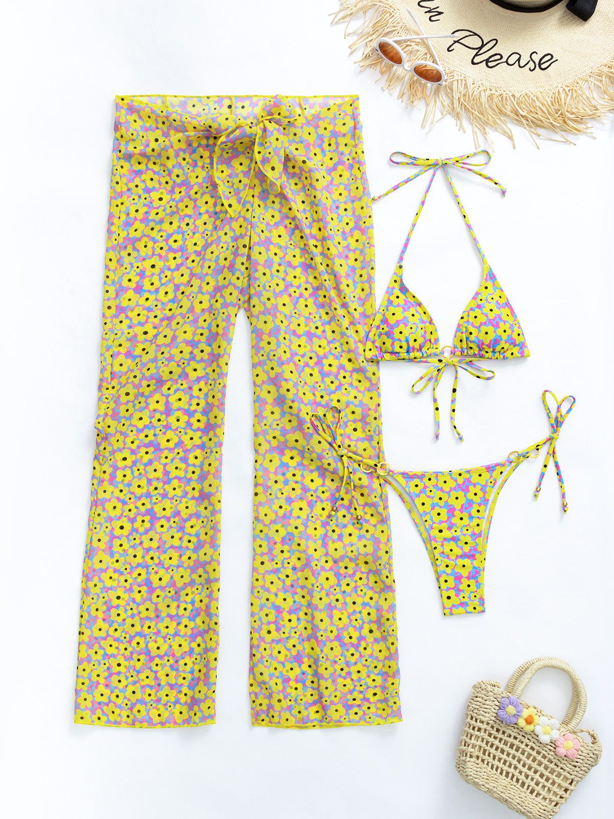3Pcs Bikini Set Sexy Bikini Push UP Cover-up