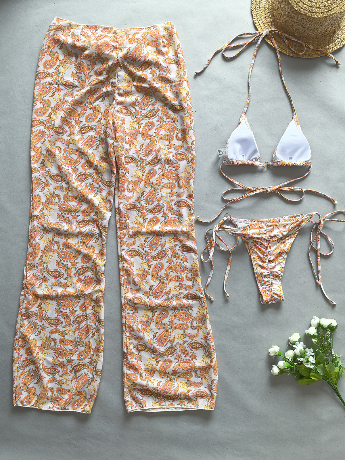 3Pcs Bikini Set Sexy Bikini Push UP Cover-up