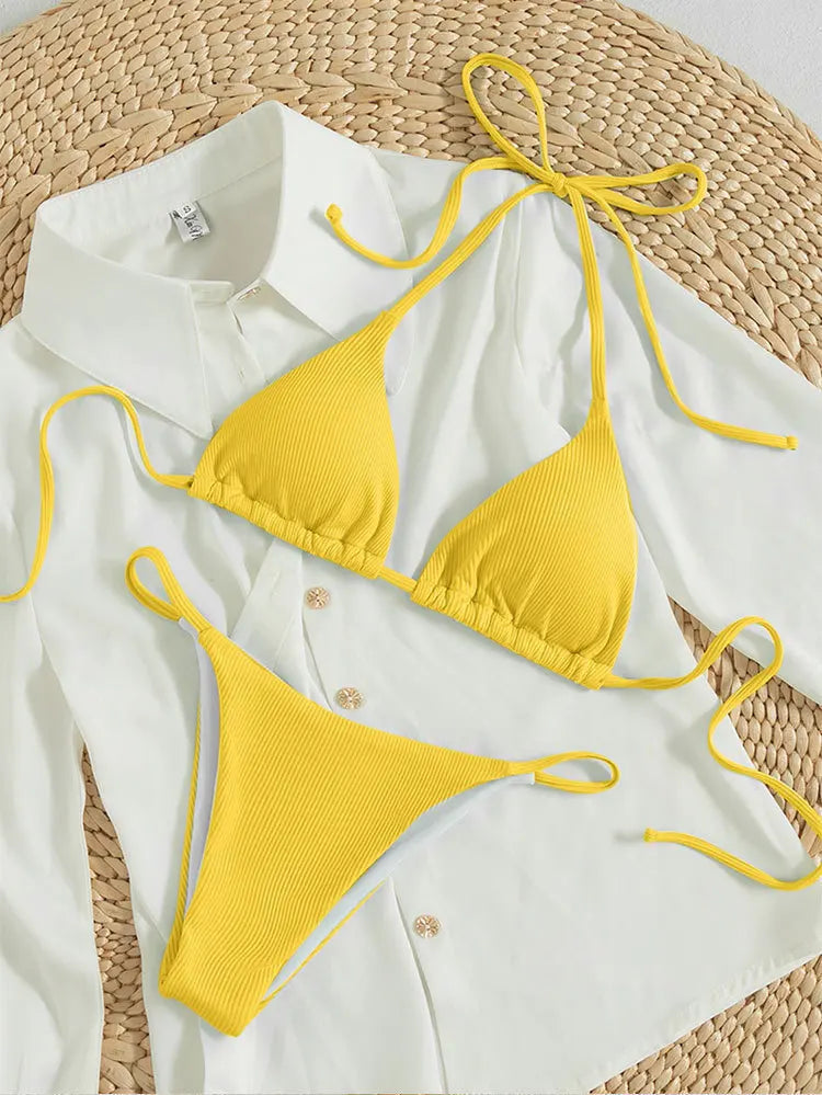 Brazilian bikinis Pit Stripe High Waisted Lace.