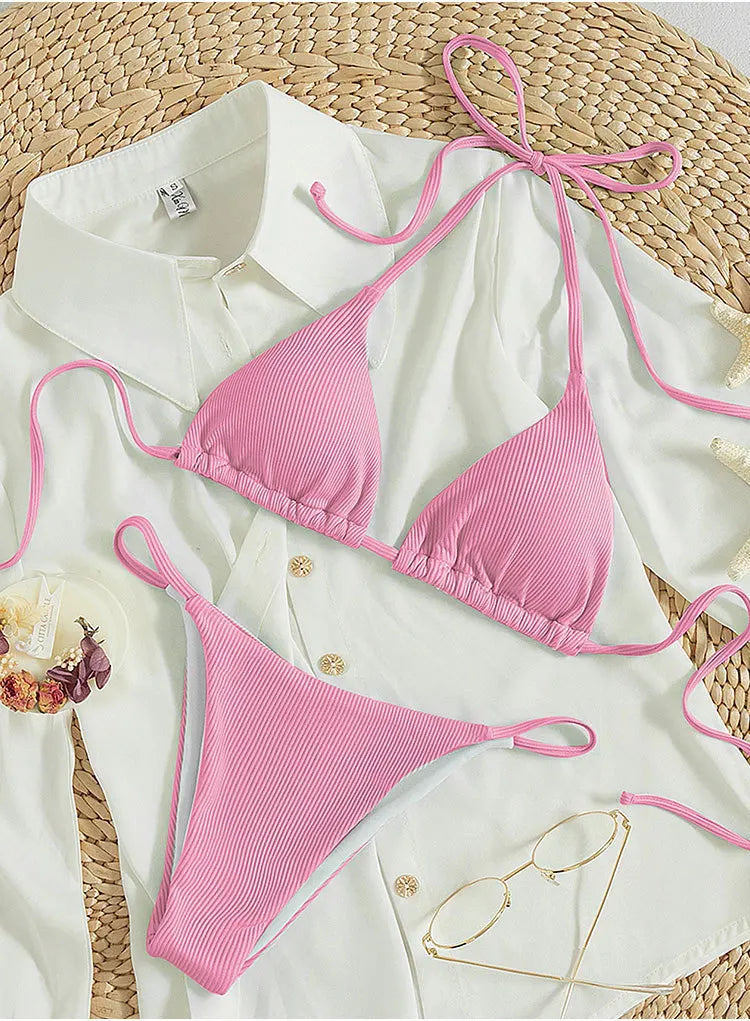Brazilian bikinis Pit Stripe High Waisted Lace.