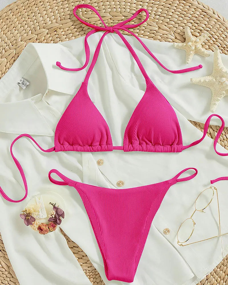Brazilian bikinis Pit Stripe High Waisted Lace.