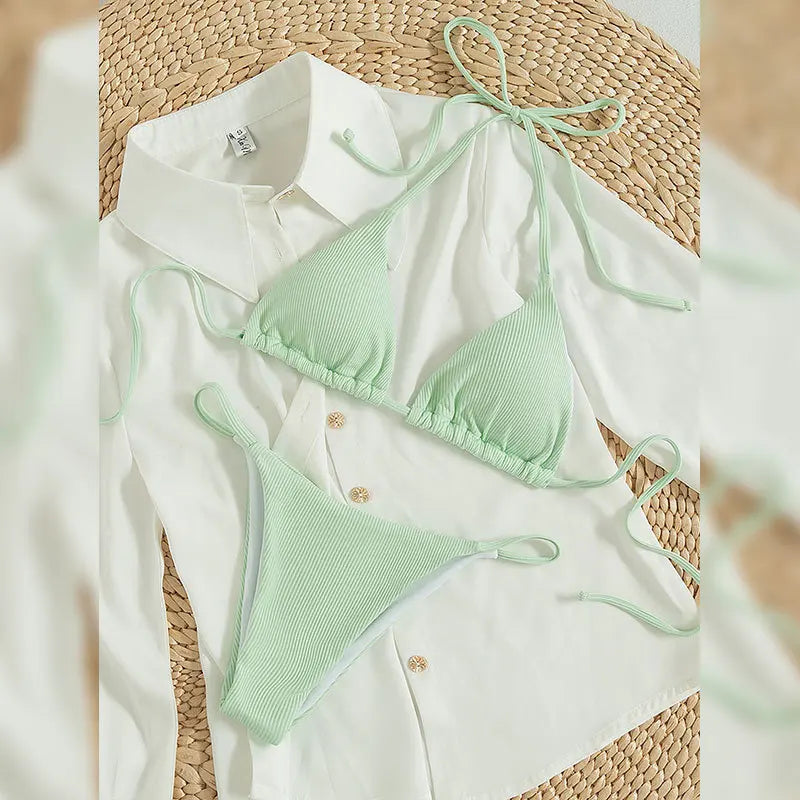 Brazilian bikinis Pit Stripe High Waisted Lace.
