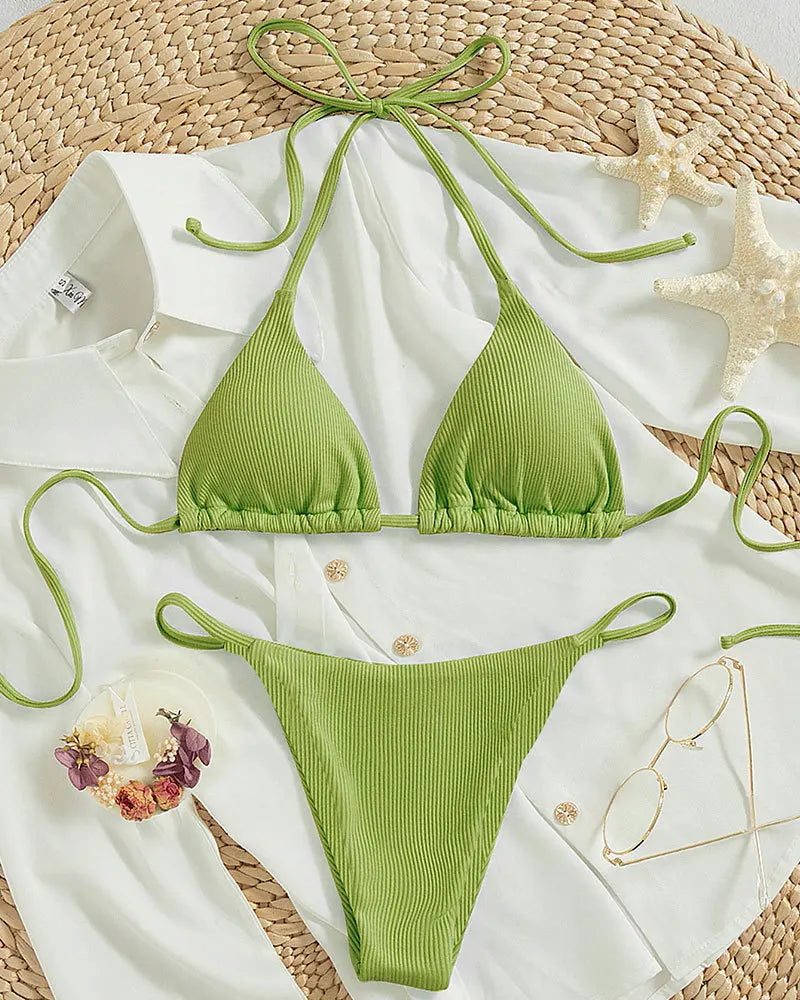 Brazilian bikinis Pit Stripe High Waisted Lace.