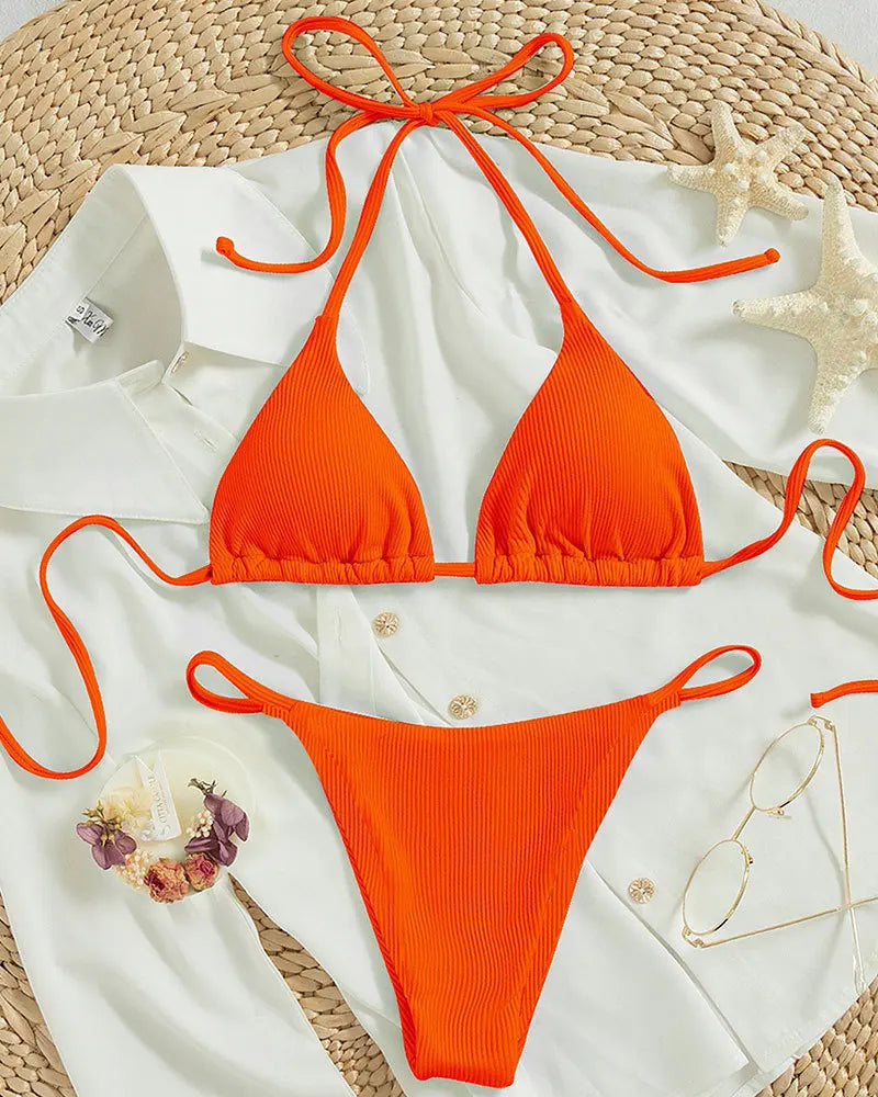 Brazilian bikinis Pit Stripe High Waisted Lace.