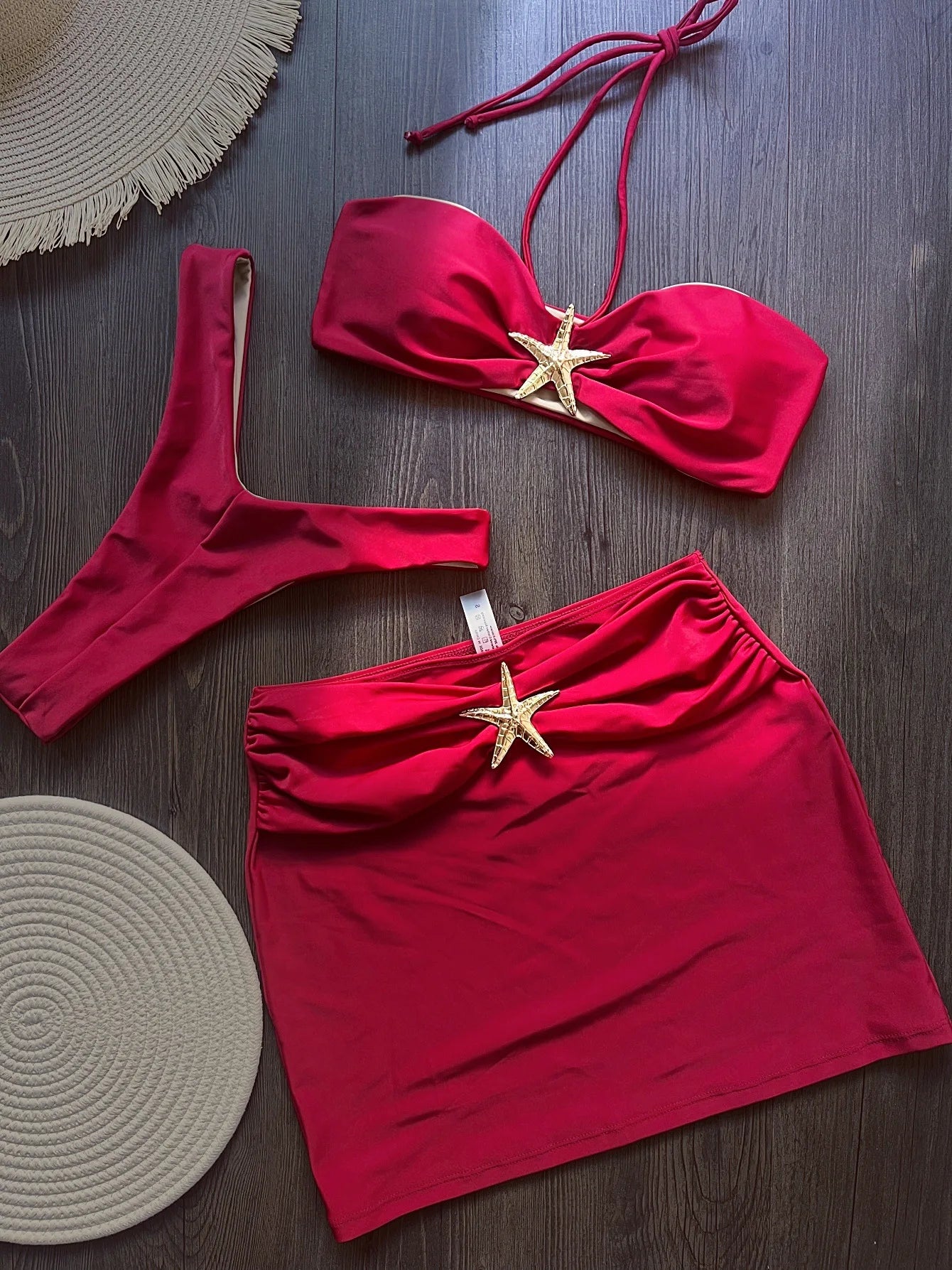3 Pieces Bikini Set Push Up Cover Ups