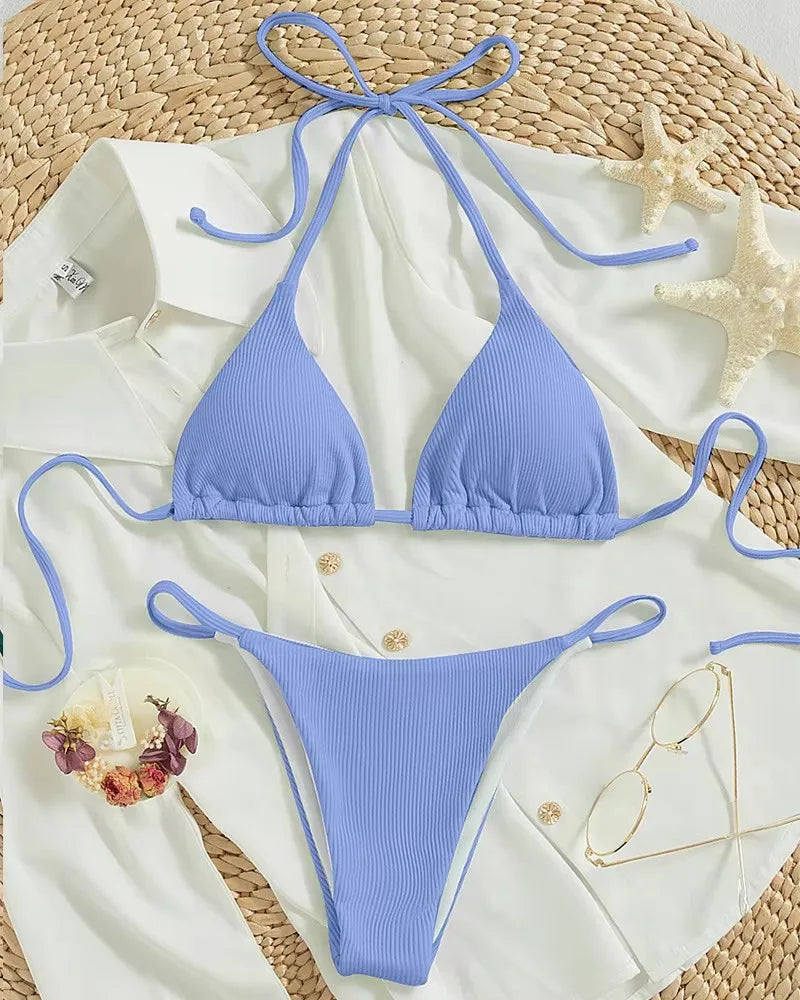Brazilian bikinis Pit Stripe High Waisted Lace.