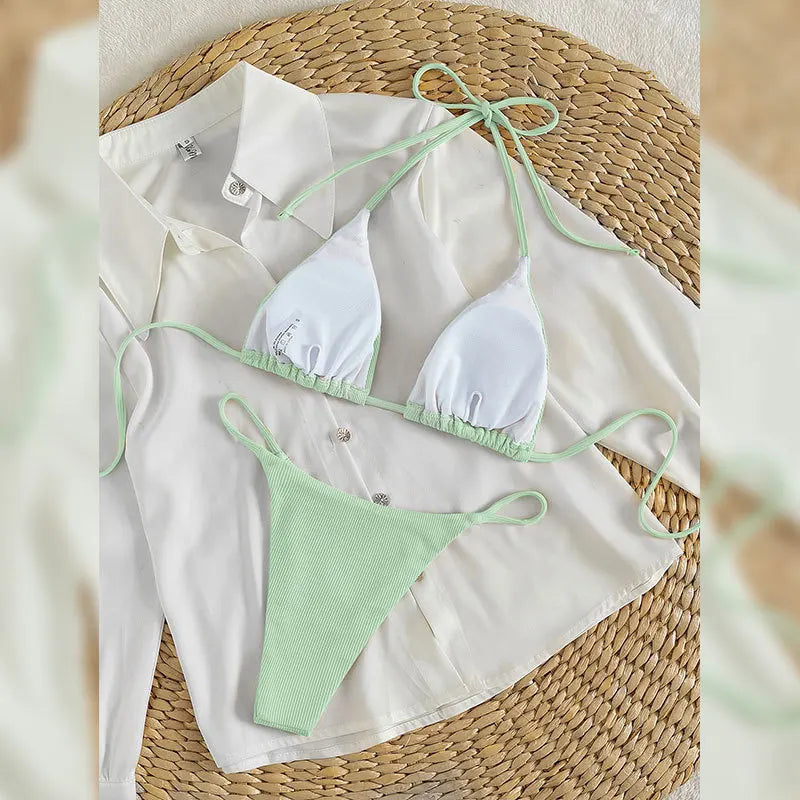 Brazilian bikinis Pit Stripe High Waisted Lace.