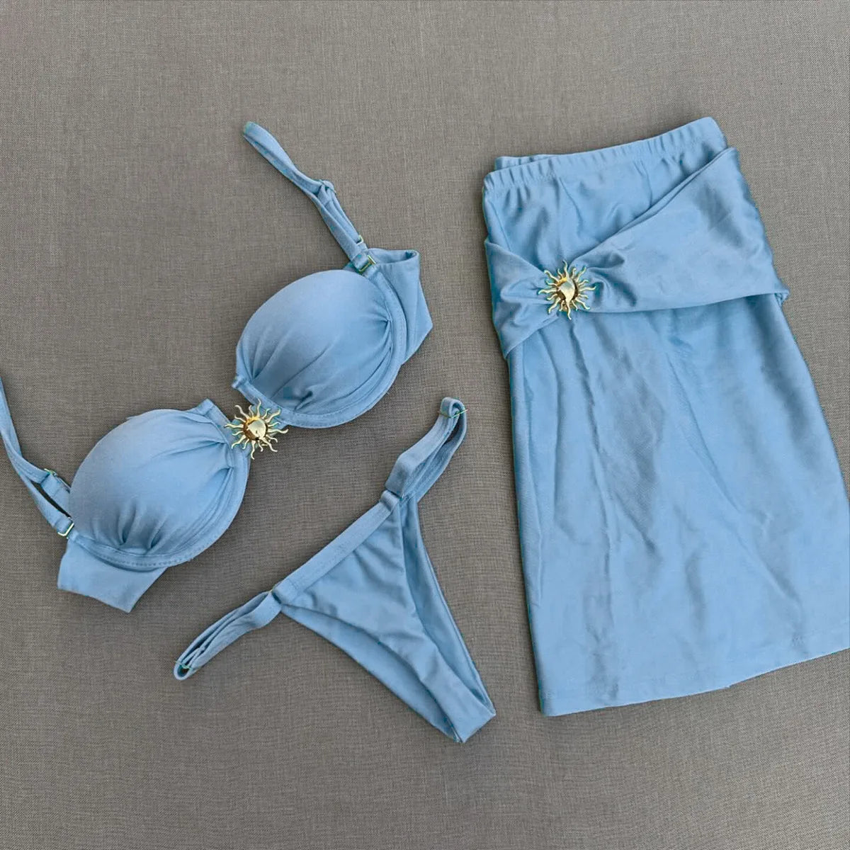 3 Pieces Bikini Set Push Up Cover Ups