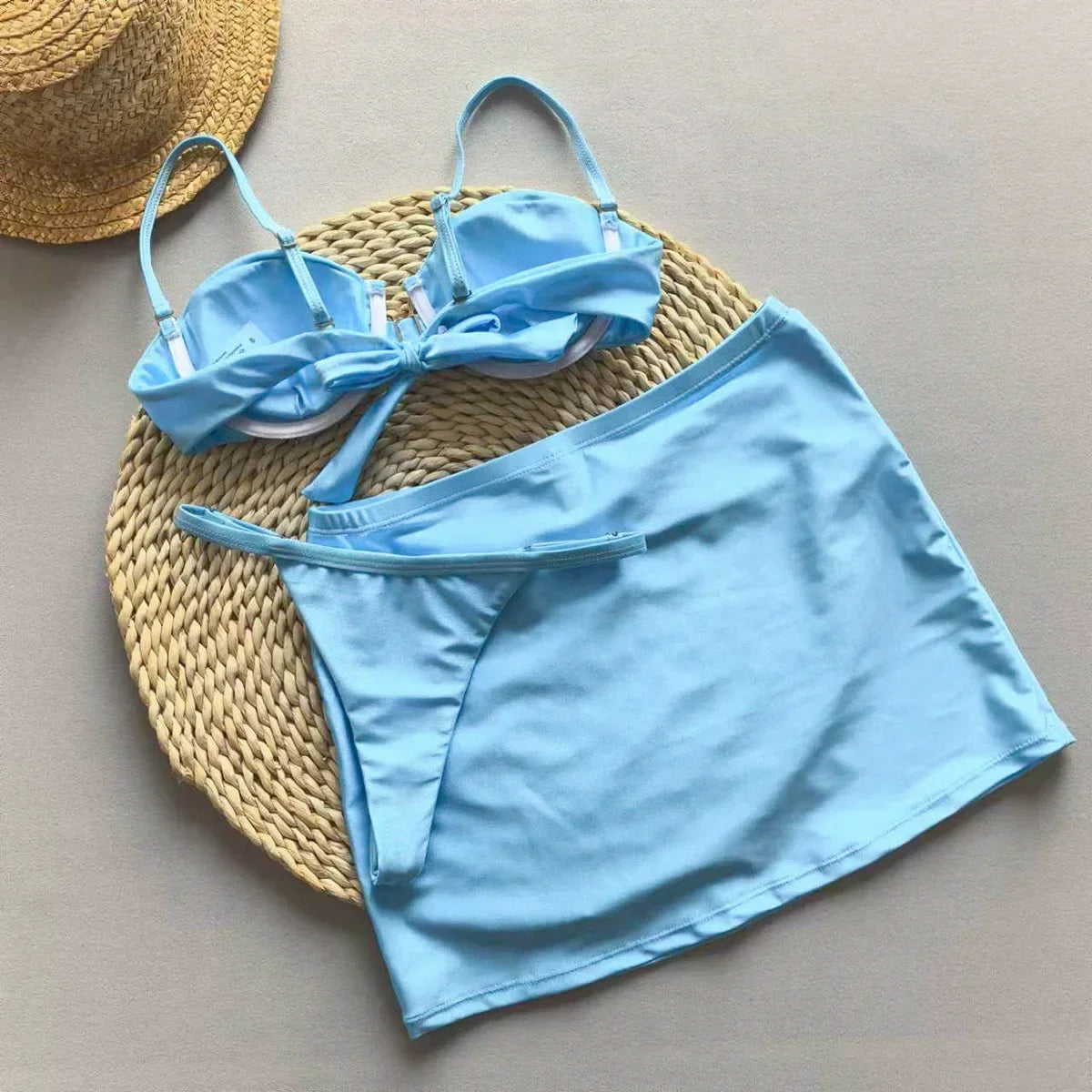 3 Pieces Bikini Set Push Up Cover Ups