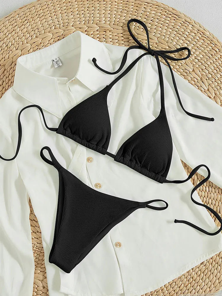 Brazilian bikinis Pit Stripe High Waisted Lace.