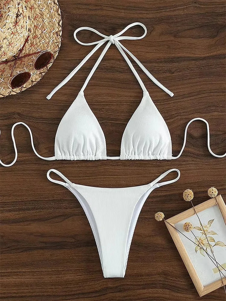 Brazilian bikinis Pit Stripe High Waisted Lace.